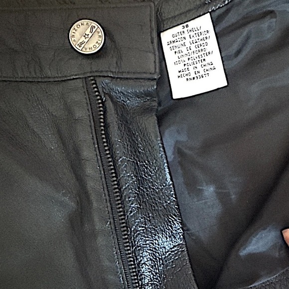 Arizona Jean 1990's Mens Black Genuine Leather Pants Size 36 (38) Motorcycle - Picture 4 of 7